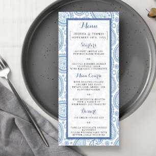 Menu Coleção de Casamentos de Paisley Moderno - Azul