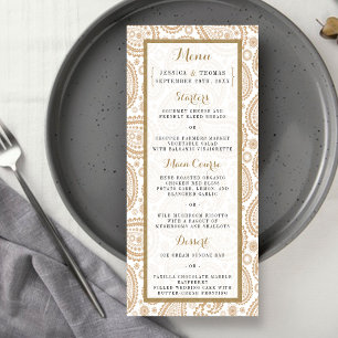 Menu Coleção de Casamentos de Paisley Moderno - Brown