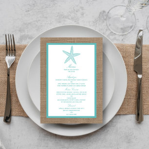 Menu Coleção de Casamentos de Praia Turquoise Starfish 