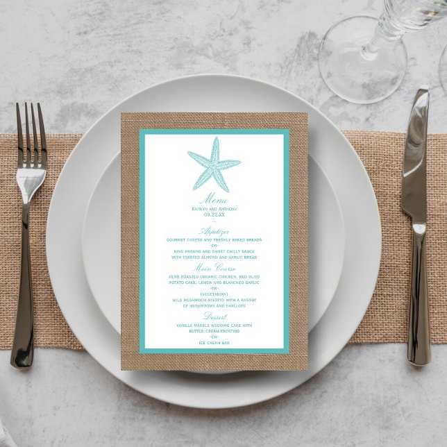 Menu Coleção de Casamentos de Praia Turquoise Starfish  (Criador carregado)