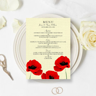 Menu Coleção de Casamentos Florais de Poppies de Aquare