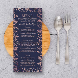 Menu Coleção de Casamentos Florais Dourados e Marinho