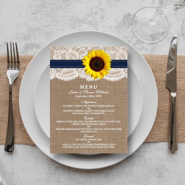 Menu Coleção de Casamentos Russos de Girassol - Marinho (Criador carregado)