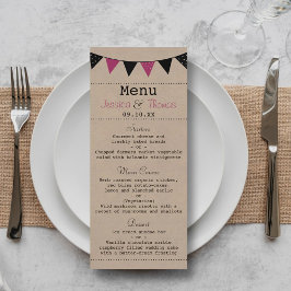 Menu Coleção Moderna de Casamentos de Bunting Rosa