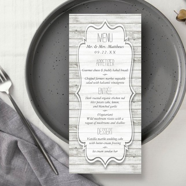 Menu Coleção Náutica de Casamento de Madeira de Praia d (Criador carregado)