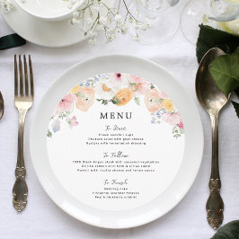 Menu Colorful Pastel Floral Wedding