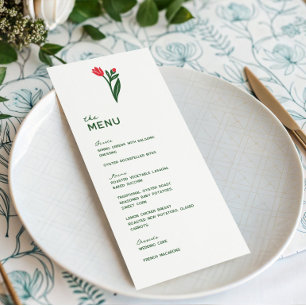 Menu Colorido Jantar de Casamento de Flores Silvestres