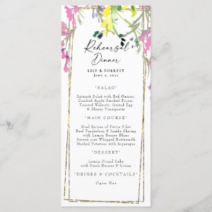 Menu Colorir Janto de Ensaio de Flores Selvagens