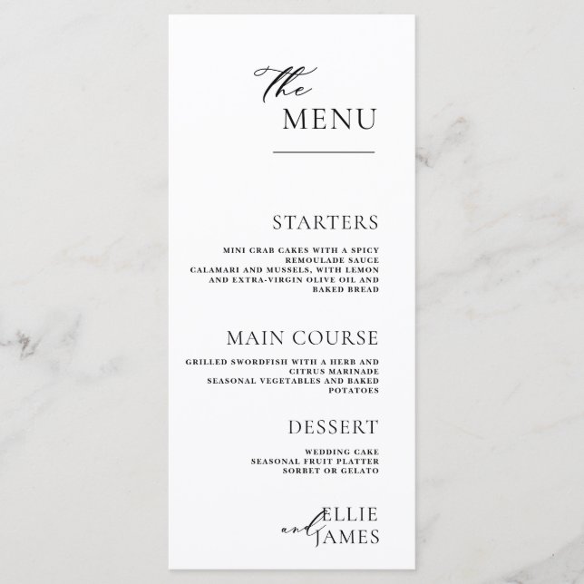 Menu Com Os Verdes Obrigado, Casamento Simples E Modern (Frente)