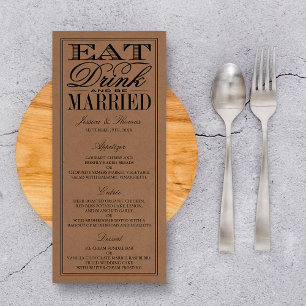 Menu Coma, Beba E Case-Se Com O Rustic Kraft Casado