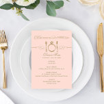 Menu Coma Bebida e Case Jante Dourado Casamento Escamud<br><div class="desc">Coma,  Beba e seja casado tema do janto de casamento em um esquema antigo de cor rosa-rosa-branca-chic e ouro. Personalize com a data do casamento e os detalhes do menu.</div>