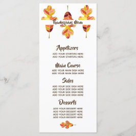 Menu Comensal personalizado da acção de graças das
