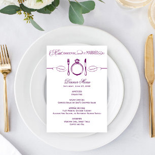 Menu Comer Beber e Ser Casado Jantar de Noivado Roxo
