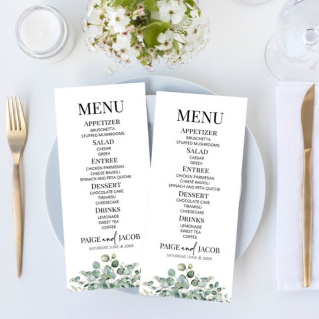 Menu Comida de Casamento do Jardim Botânico Eucalyptus  (Criador carregado)
