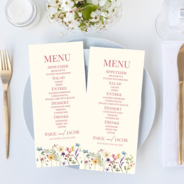 Menu Comida de Casamento do Jardim Floral de Flores Sel (Criador carregado)