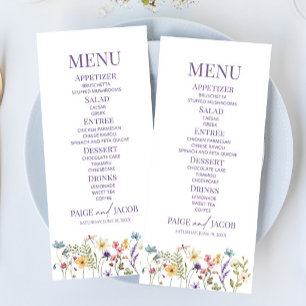 Menu Comida de Casamento do Jardim Floral de Flores Sel