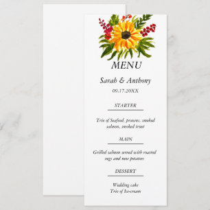 Menu Comida de Casamentos outono de girassol