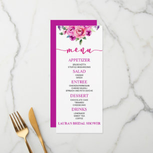 Menu Comida de Chá de panela de Flor Rosa e Puro
