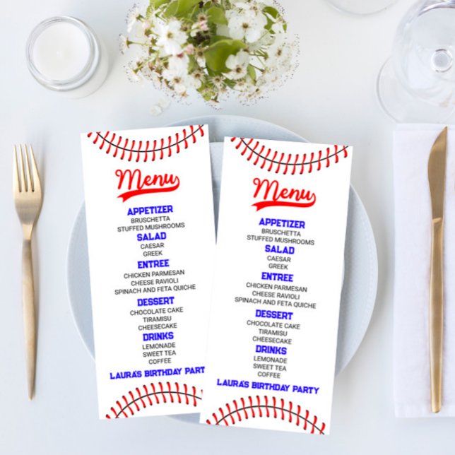 Menu Comida de Festa de aniversário Azul do Baseball Sp (Criador carregado)