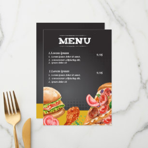 Menu Comida de restaurante de fast food