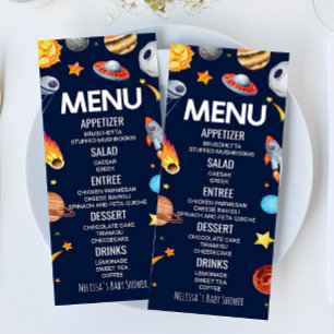 Menu Comida do Chá de fraldas da Galáxia do Espaço Exte