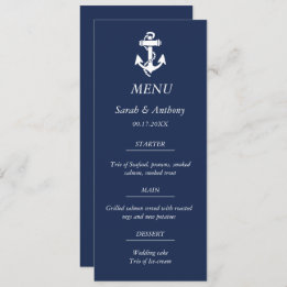 Menu Comida Náutica Marinho Azul Anchor Moderna de Casa