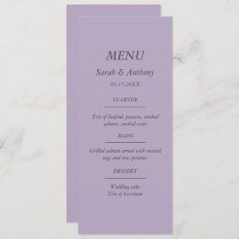 Menu Comida Simples De Casamento Simples E Moderno Roxo
