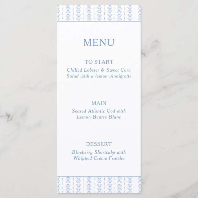 Menu Conchas e Sininhos de Casamento: Chá de Noiva Cost (Frente)