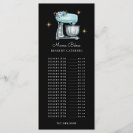 Menu Confeiteiro Chef de Pastelaria Aquarela Utensílios