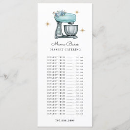 Menu Confeiteiro Chef de pastelaria Aquarela Utensílios