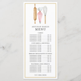 Menu Confeiteiro de Padaria Aquarela Utensílios de Assa