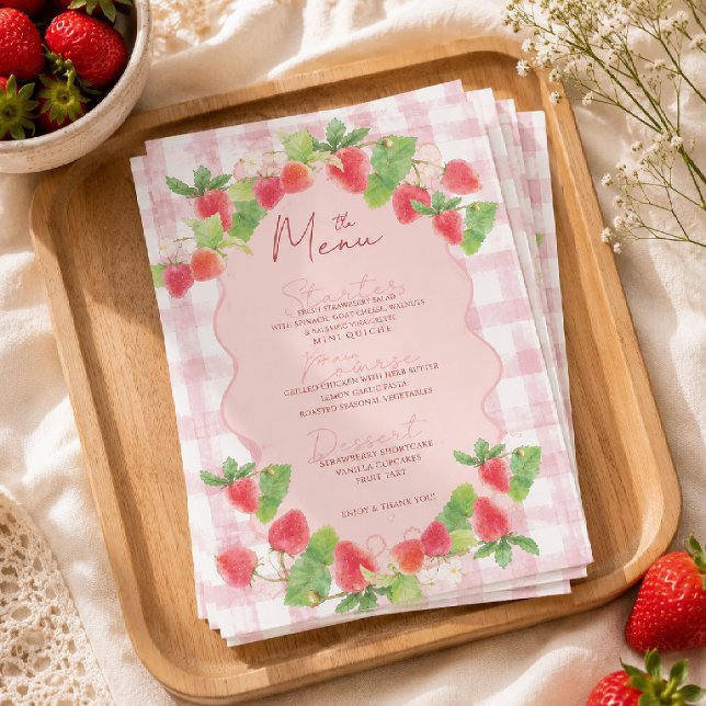 Menu Conquette berry Morango Floral Fofo (Criador carregado)