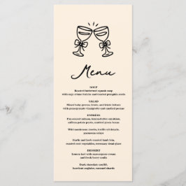 Menu Copo de Champagne Desenhado à Mão Preta Casamento