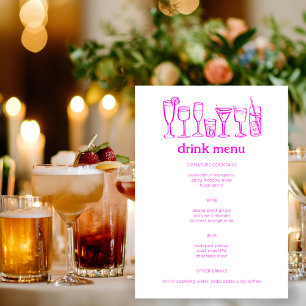 Menu Coquetéis Desenhos de Portas Bebida PERSONALIZADA 