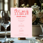Menu Coquetéis Desenhos de Portas Bebida PERSONALIZADA<br><div class="desc">Use estes cartões de menu divertidos para seu casamento, festa de noivado, chá de panela ou outro evento. Mão desenhada por mim para você. Totalmente editável, adicione seu próprio texto ou cor de fundo. Clique em "personalizar" para editar o texto e "editar design" para alterar fontes, cores e adicionar texto....</div>