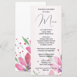 Menu Cor d'água do País Elegante Cor Floral Rosa