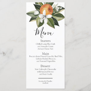 Menu Cor-de-água elegante de flor laranja