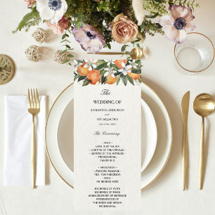 Menu Cor de Água Laranja Moderna e Flores
