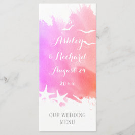 Menu Cor-de-água rosa, cardápio de casamento de praia d
