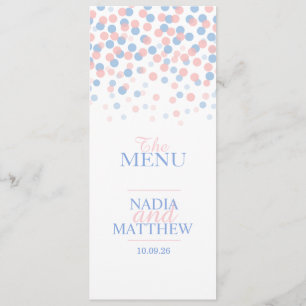 Menu cor-de-rosa azul do comensal de casamento dos