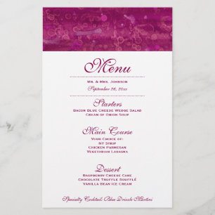 Menu cor-de-rosa do casamento
