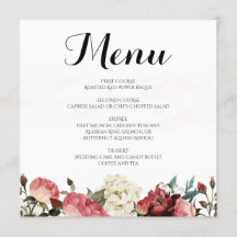 Menu cor-de-rosa do casamento