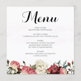 Menu cor-de-rosa do casamento