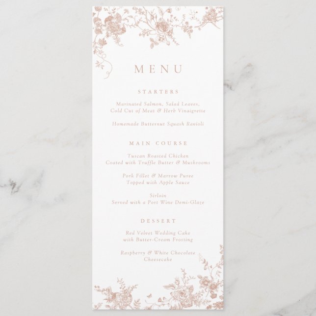 Menu Cor-de-rosa do embaçamento botânico da vinhet (Frente)
