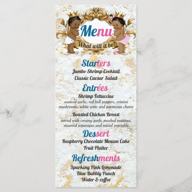 Menu Cor-de-rosa Elegante|Menu Fotografia de Revelar Gê (Frente)