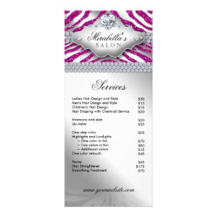 Menu Cor-de-Rosa Quente do Coração de Zebra Jewelr