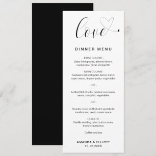Menu Coração de Amor Casamento Elegante