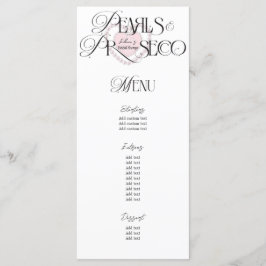 Menu Coração Elegante Pérolas Prosecco Chá de panela