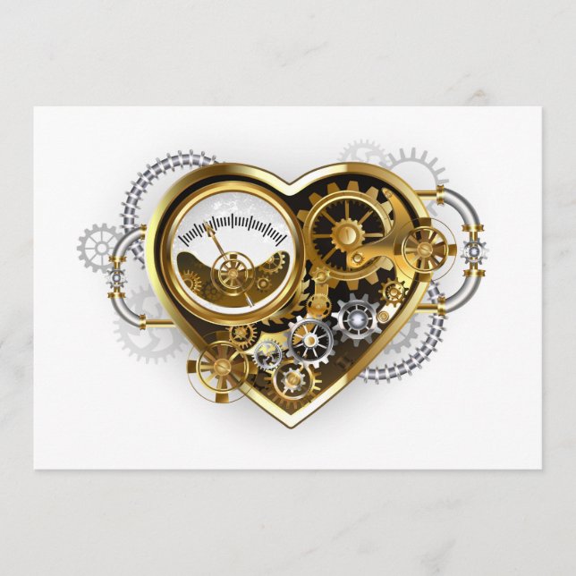 Menu Coração Steampunk com Manômetro (Frente)