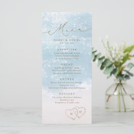 Menu Corações de roteiro moderno na areia Casamento na 